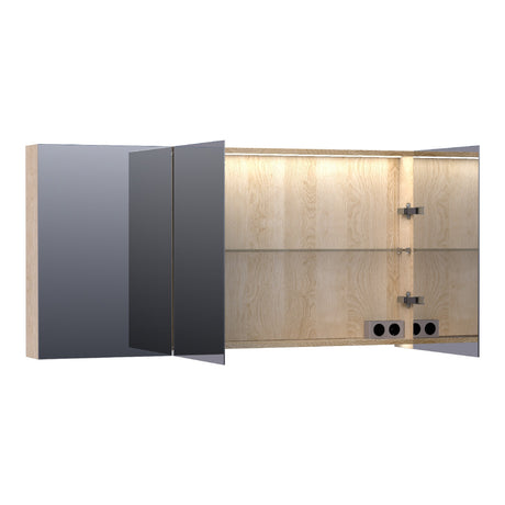 BRAUER Impress Deluxe spiegelkast 140 met interne en externe verlichting 3 dubbelzijdige spiegeldeuren Sunlit SK-IMD140SL