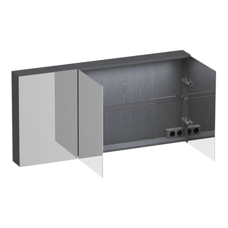 BRAUER Impress Deluxe spiegelkast 140 met interne en externe verlichting 3 dubbelzijdige spiegeldeuren Timber Grey SK-IMD140TG