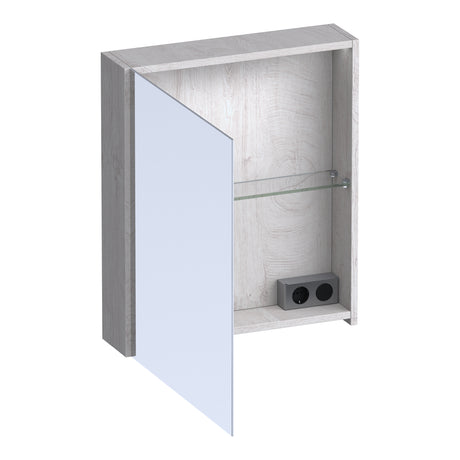 BRAUER Impress Deluxe spiegelkast 60 met interne en externe verlichting 1 linksdraaiende dubbelzijdige spiegeldeur Forest Seashell SK-IMD60LFS