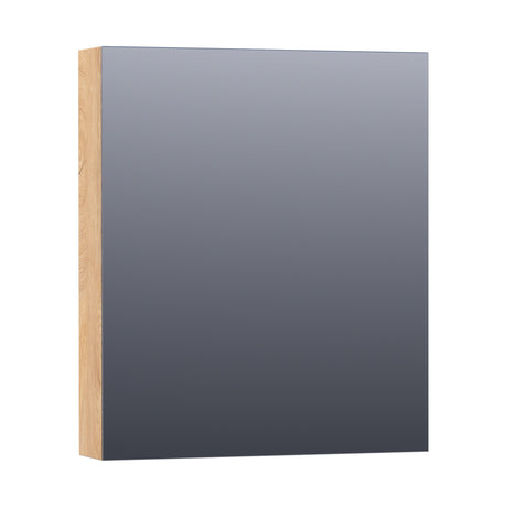 BRAUER Impress Deluxe spiegelkast 60 met interne en externe verlichting 1 linksdraaiende dubbelzijdige spiegeldeur Forest Tan SK-IMD60LFT