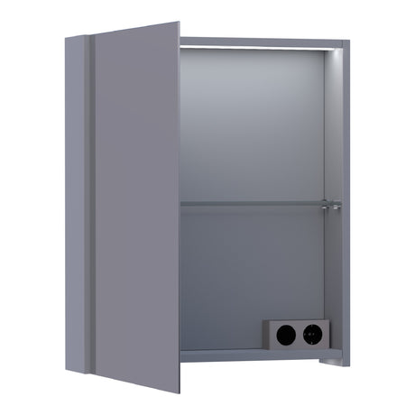 BRAUER Impress Deluxe spiegelkast 60 met interne en externe verlichting 1 linksdraaiende dubbelzijdige spiegeldeur mat grijs SK-IMD60LMG