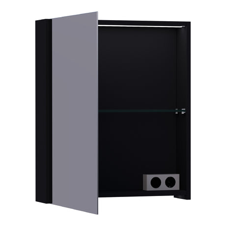 BRAUER Impress Deluxe spiegelkast 60 met interne en externe verlichting 1 linksdraaiende dubbelzijdige spiegeldeur mat zwart SK-IMD60LMZ