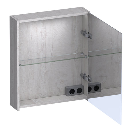 BRAUER Impress Deluxe spiegelkast 60 met interne en externe verlichting 1 rechtsdraaiende dubbelzijdige spiegeldeur Forest Seashell SK-IMD60RFS