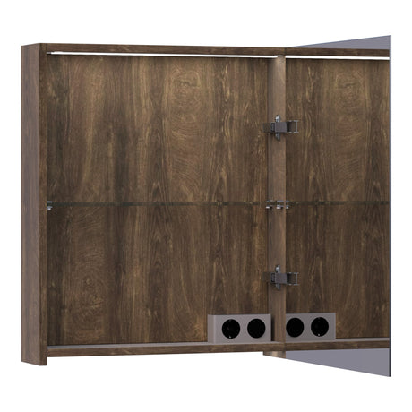 BRAUER Impress Deluxe spiegelkast 60 met interne en externe verlichting 1 rechtsdraaiende dubbelzijdige spiegeldeur Grove SK-IMD60RGR