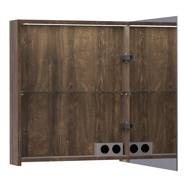 BRAUER Impress Deluxe spiegelkast 60 met interne en externe verlichting 1 rechtsdraaiende dubbelzijdige spiegeldeur Grove SK-IMD60RGR