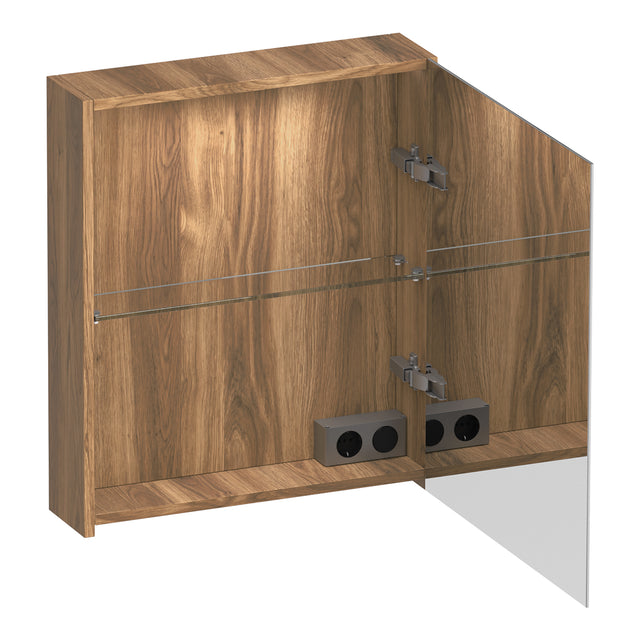 BRAUER Impress Deluxe spiegelkast 60 met interne en externe verlichting 1 rechtsdraaiende dubbelzijdige spiegeldeur Honey SK-IMD60RHO