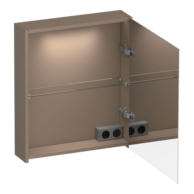 BRAUER Impress Deluxe spiegelkast 60 met interne en externe verlichting 1 rechtsdraaiende dubbelzijdige spiegeldeur mat mokka SK-IMD60RMM