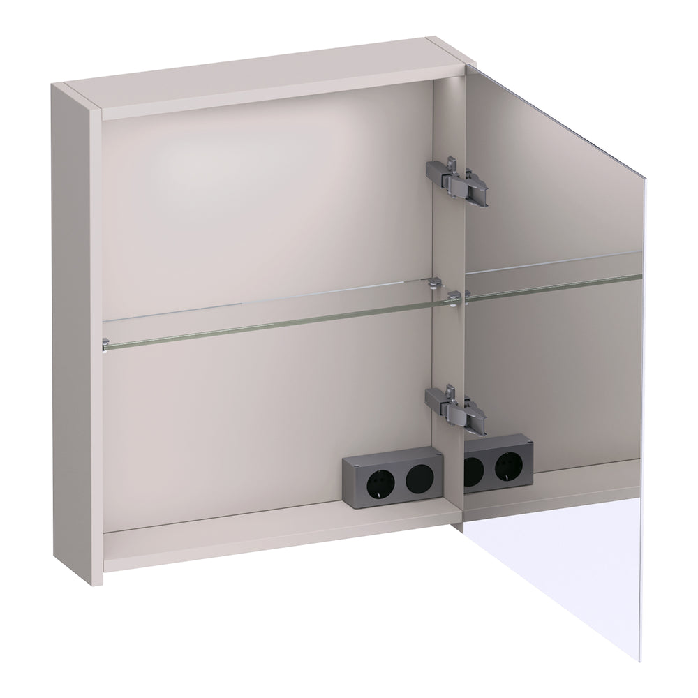 BRAUER Impress Deluxe spiegelkast 60 met interne en externe verlichting 1 rechtsdraaiende dubbelzijdige spiegeldeur mat zand SK-IMD60RMS