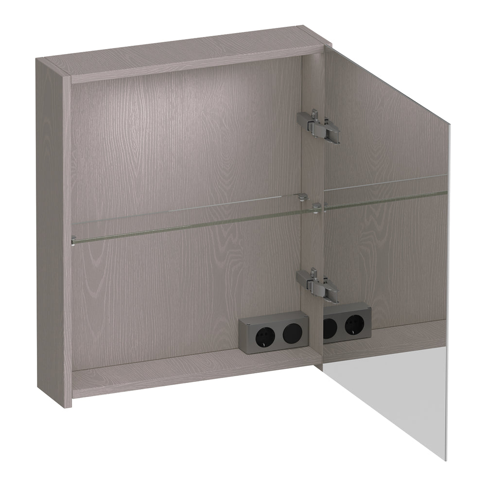 BRAUER Impress Deluxe spiegelkast 60 met interne en externe verlichting 1 rechtsdraaiende dubbelzijdige spiegeldeur Timber Greige SK-IMD60RTE