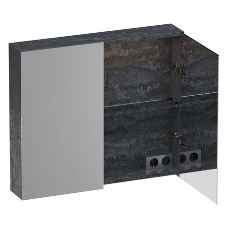 BRAUER Impress Deluxe spiegelkast 80 met interne en externe verlichting 2 dubbelzijdige spiegeldeuren Damascus SK-IMD80DA