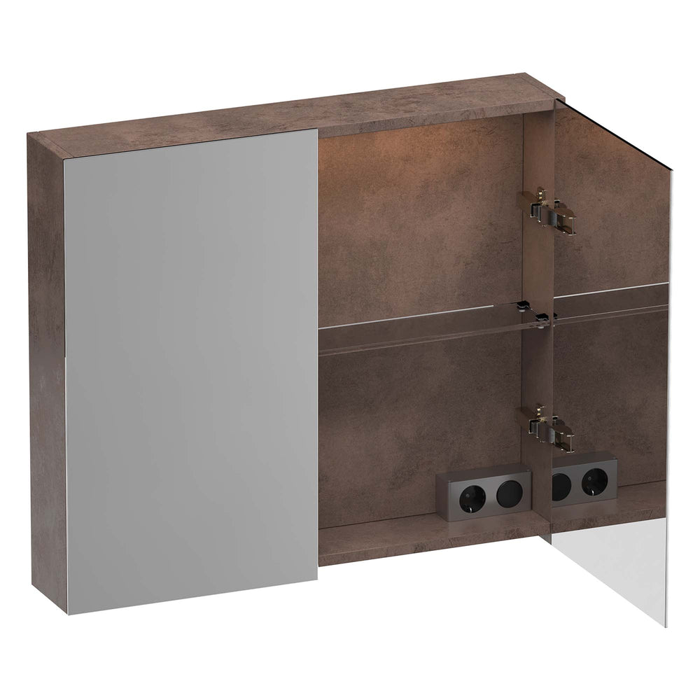 BRAUER Impress Deluxe spiegelkast 80 met interne en externe verlichting 2 dubbelzijdige spiegeldeuren Erosion SK-IMD80ER