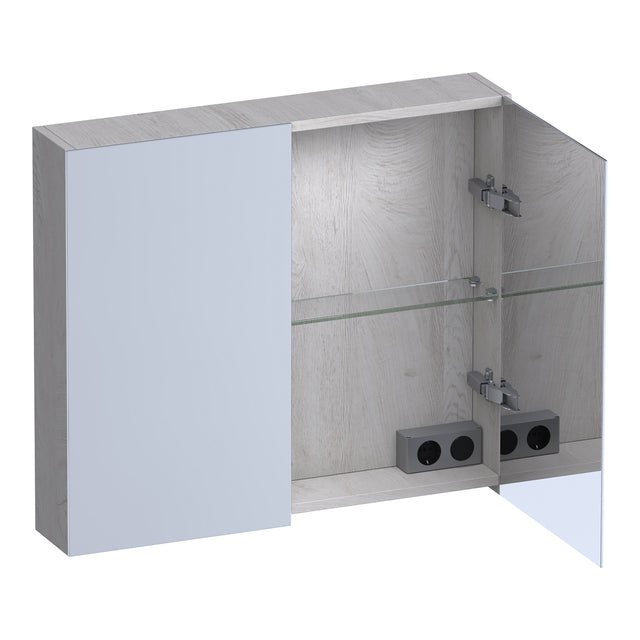 BRAUER Impress Deluxe spiegelkast 80 met interne en externe verlichting 2 dubbelzijdige spiegeldeuren Forest Seashell SK-IMD80FS