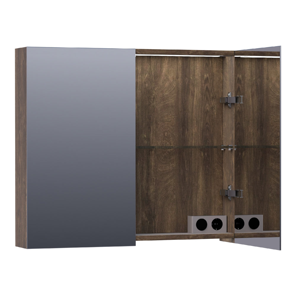 BRAUER Impress Deluxe spiegelkast 80 met interne en externe verlichting 2 dubbelzijdige spiegeldeuren Grove SK-IMD80GR