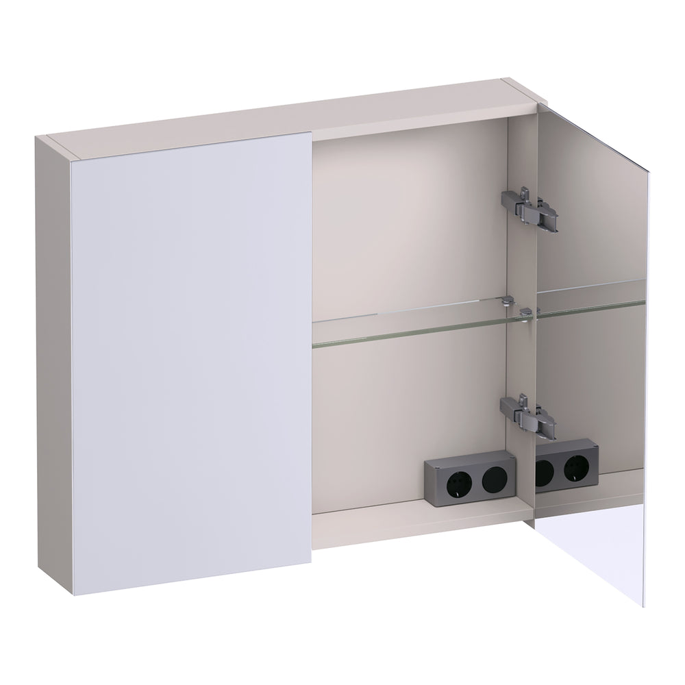 BRAUER Impress Deluxe spiegelkast 80 met interne en externe verlichting 2 dubbelzijdige spiegeldeuren mat zand SK-IMD80MS