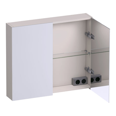 BRAUER Impress Deluxe spiegelkast 80 met interne en externe verlichting 2 dubbelzijdige spiegeldeuren mat zand SK-IMD80MS