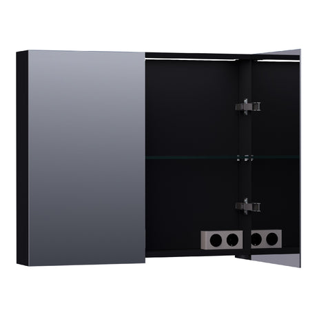 BRAUER Impress Deluxe spiegelkast 80 met interne en externe verlichting 2 dubbelzijdige spiegeldeuren mat zwart SK-IMD80MZ