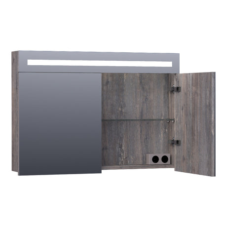 BRAUER Promise spiegelkast 100 met directe verlichting 2 enkelzijdige spiegeldeuren Driftwood SK-PR100DR