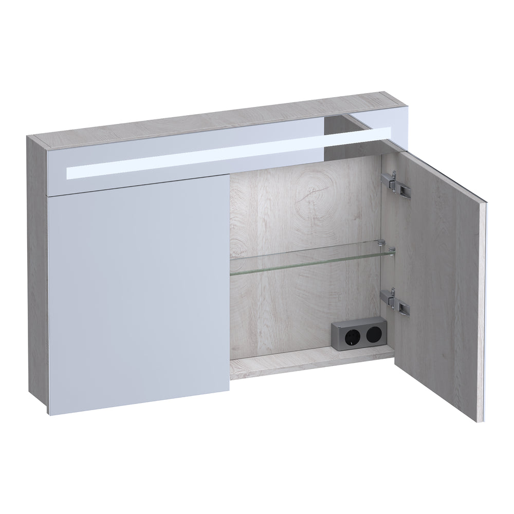 BRAUER Promise spiegelkast 100 met verlichting 2 spiegeldeuren Forest Seashell SK-PR100FS