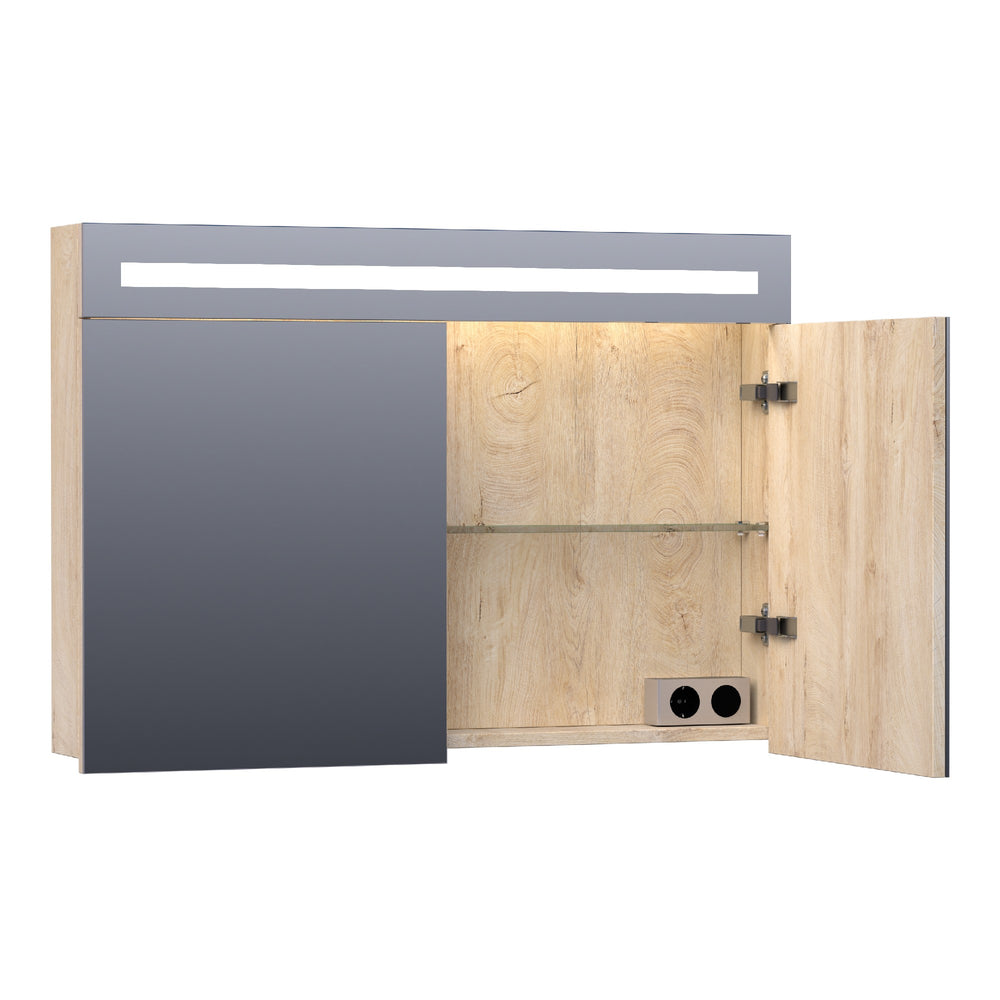 BRAUER Promise spiegelkast 100 met directe verlichting 2 enkelzijdige spiegeldeuren Forest Wheat SK-PR100FW