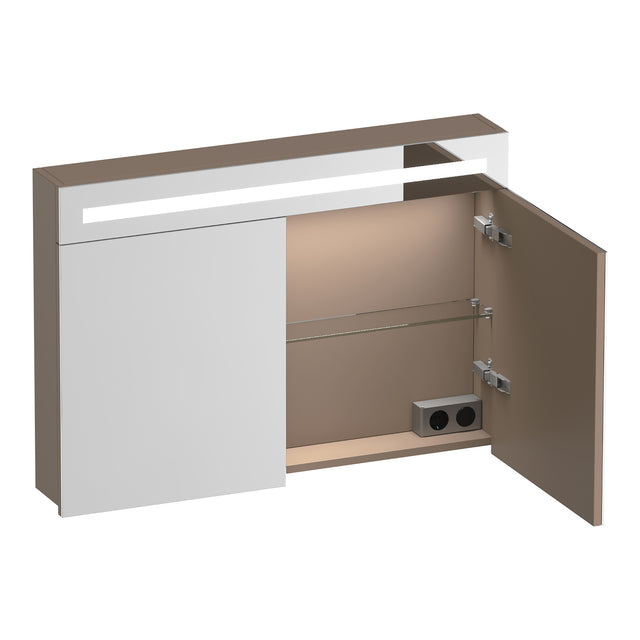 BRAUER Promise spiegelkast 100 met verlichting 2 spiegeldeuren mat mokka SK-PR100MM