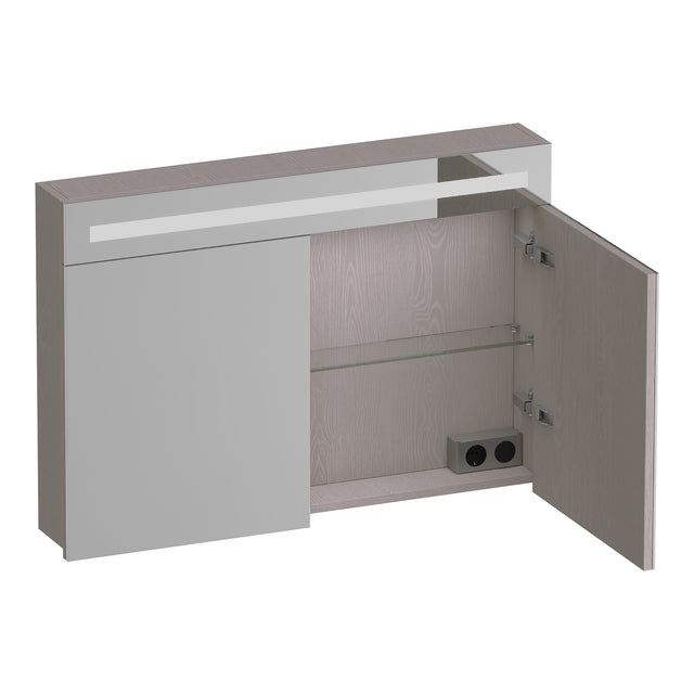 BRAUER Promise spiegelkast 100 met verlichting 2 spiegeldeuren Timber Greige SK-PR100TE