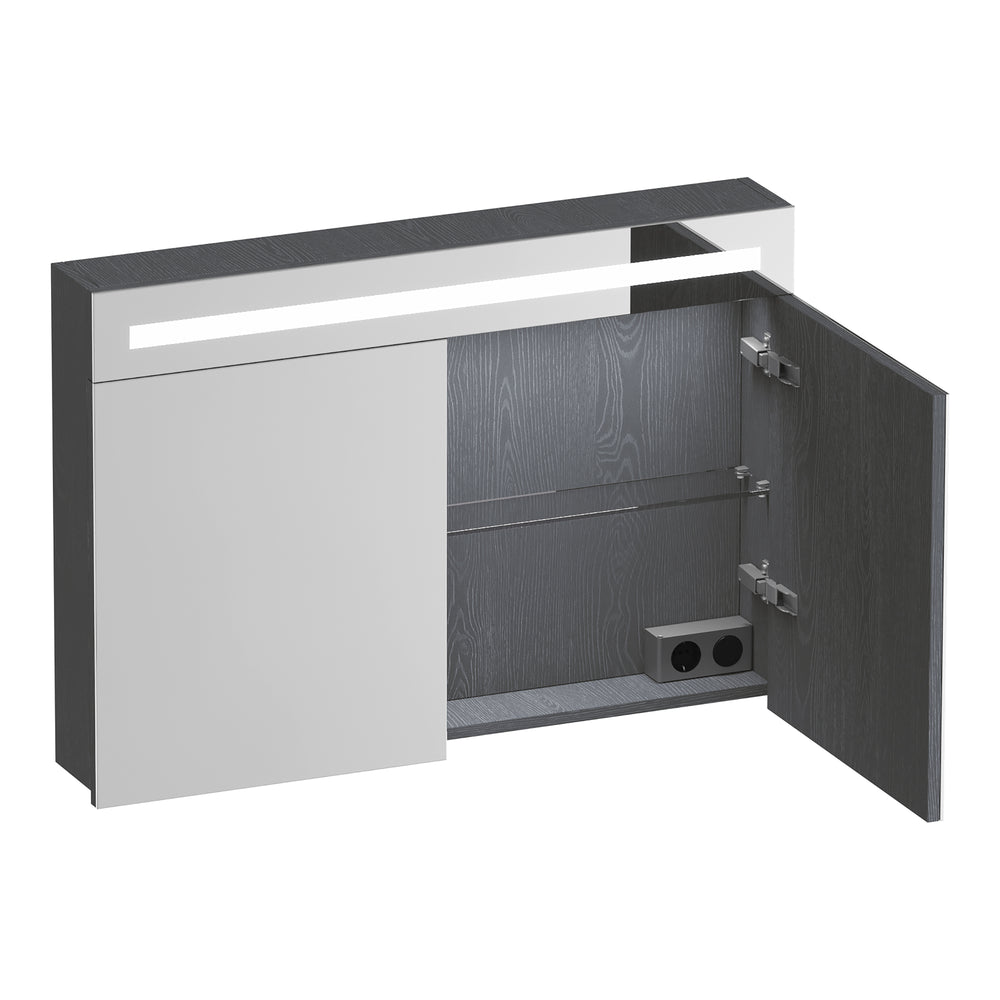 BRAUER Promise spiegelkast 100 met verlichting 2 spiegeldeuren Timber Grey SK-PR100TG