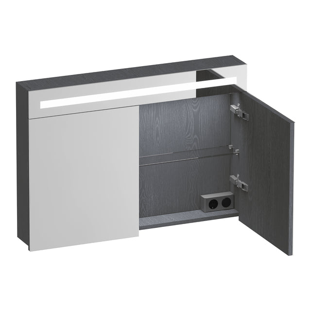 BRAUER Promise spiegelkast 100 met verlichting 2 spiegeldeuren Timber Grey SK-PR100TG
