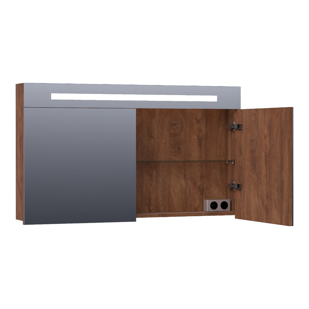BRAUER Promise spiegelkast 120 met directe verlichting 2 enkelzijdige spiegeldeuren Forest Cacao SK-PR120FC