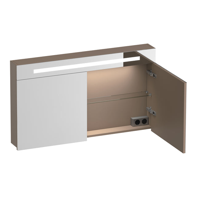 BRAUER Promise spiegelkast 120 met verlichting 2 spiegeldeuren mat mokka SK-PR120MM