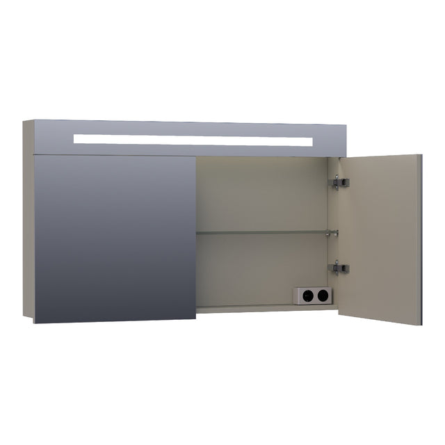BRAUER Promise spiegelkast 120 met directe verlichting 2 enkelzijdige spiegeldeuren mat taupe SK-PR120MT