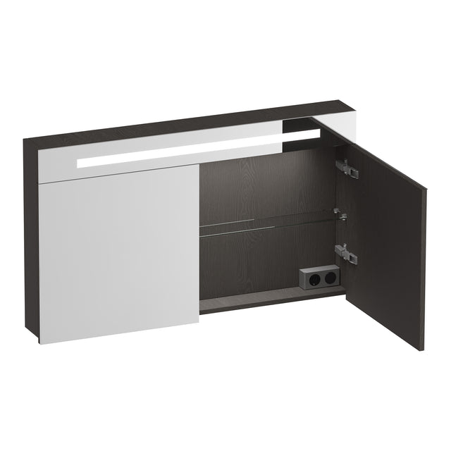 BRAUER Promise spiegelkast 120 met verlichting 2 spiegeldeuren Timber Anthracite SK-PR120TA