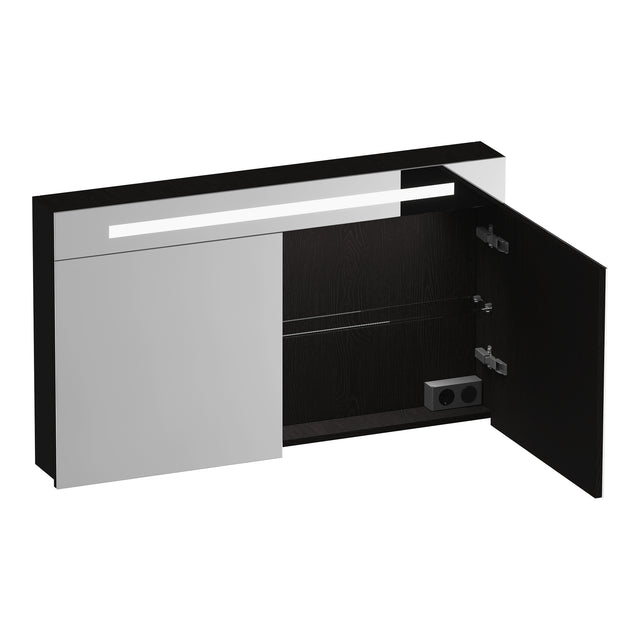 BRAUER Promise spiegelkast 120 met verlichting 2 spiegeldeuren Timber Black SK-PR120TB
