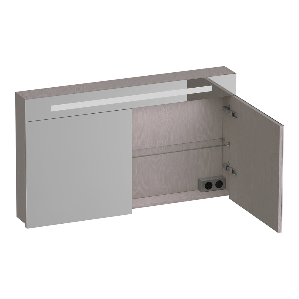 BRAUER Promise spiegelkast 120 met verlichting 2 spiegeldeuren Timber Greige SK-PR120TE