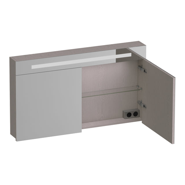 BRAUER Promise spiegelkast 120 met verlichting 2 spiegeldeuren Timber Greige SK-PR120TE
