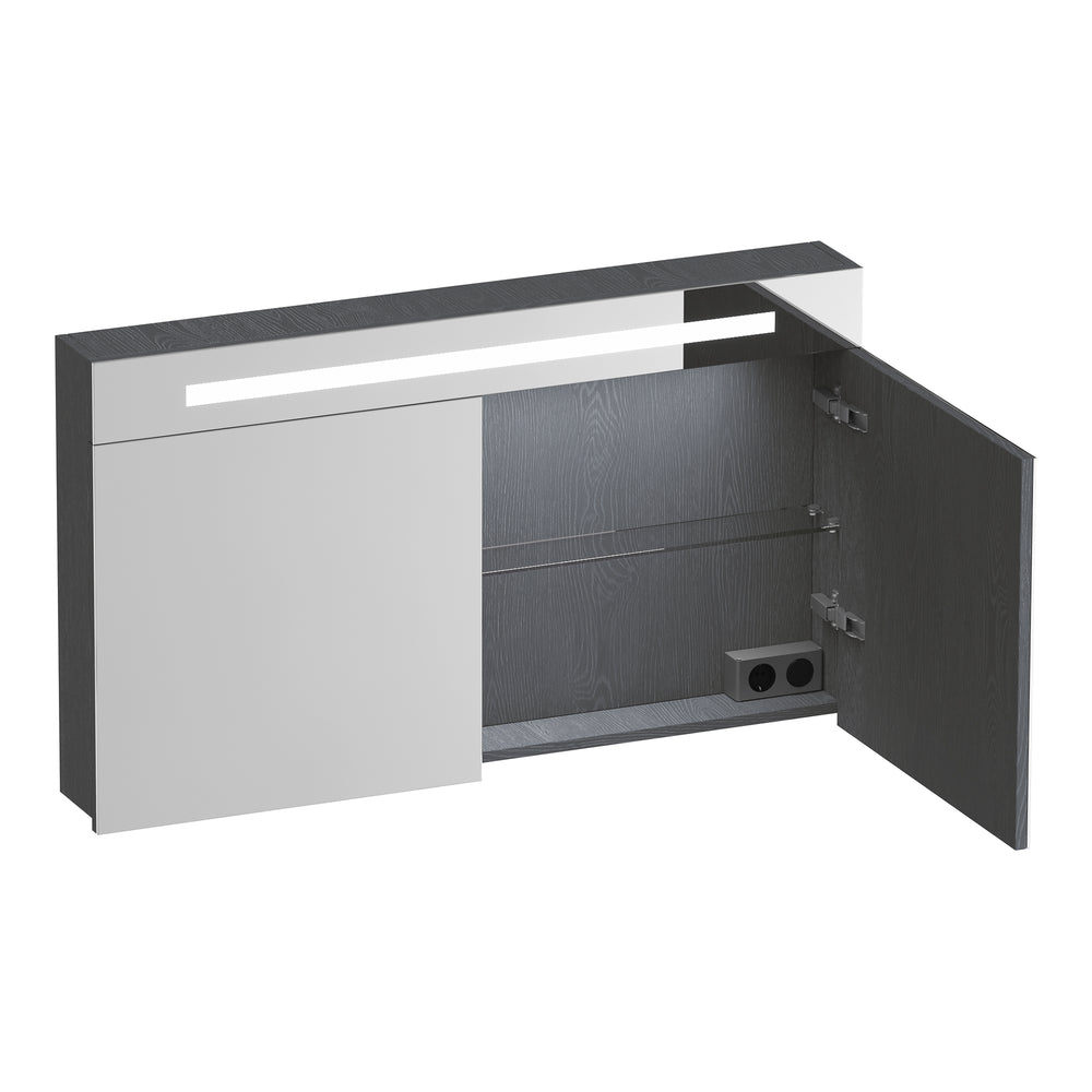 BRAUER Promise spiegelkast 120 met verlichting 2 spiegeldeuren Timber Grey SK-PR120TG