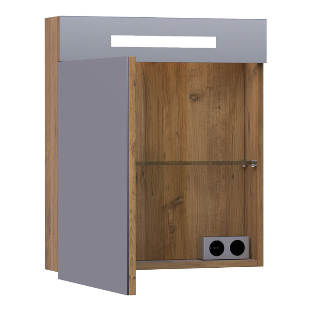 BRAUER Promise spiegelkast 60 met directe verlichting 1 linksdraaiende enkelzijdige spiegeldeur Chateau SK-PR60LCH