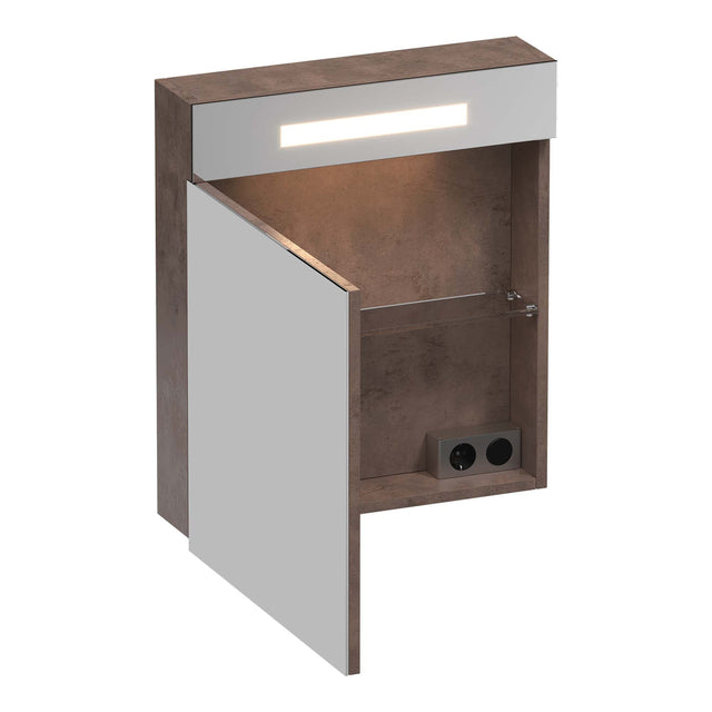 BRAUER Promise spiegelkast 60 met directe verlichting 1 linksdraaiende enkelzijdige spiegeldeur Erosion SK-PR60LER