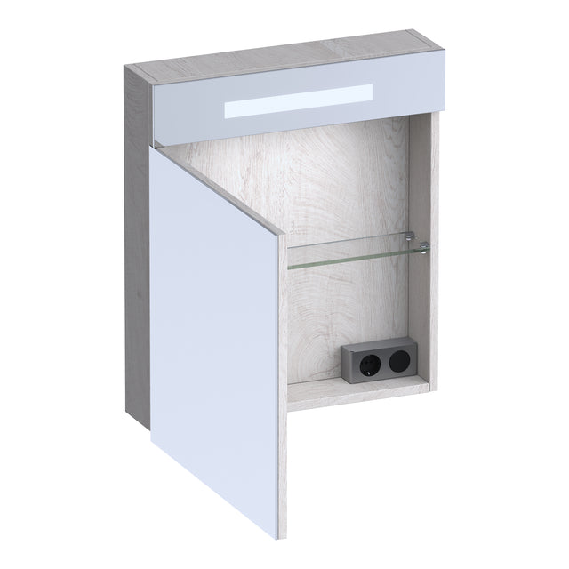 BRAUER Promise spiegelkast 60 met verlichting 1 linksdraaiende spiegeldeur Forest Seashell SK-PR60LFS