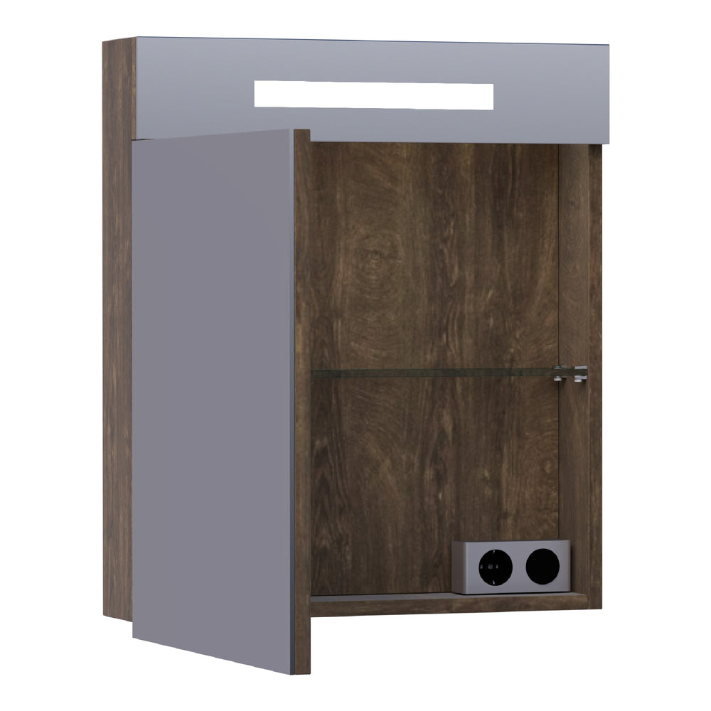 BRAUER Promise spiegelkast 60 met directe verlichting 1 linksdraaiende enkelzijdige spiegeldeur Grove SK-PR60LGR