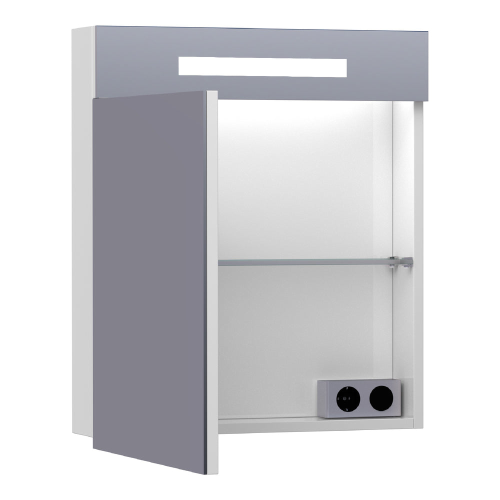 BRAUER Promise spiegelkast 60 met directe verlichting 1 linksdraaiende enkelzijdige spiegeldeur hoogglans wit SK-PR60LHW
