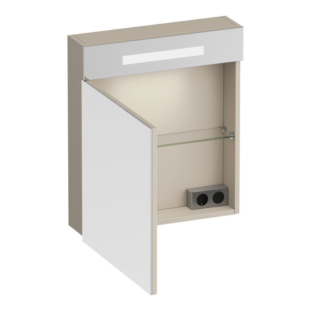 BRAUER Promise spiegelkast 60 met verlichting 1 linksdraaiende spiegeldeur mat beige SK-PR60LMB