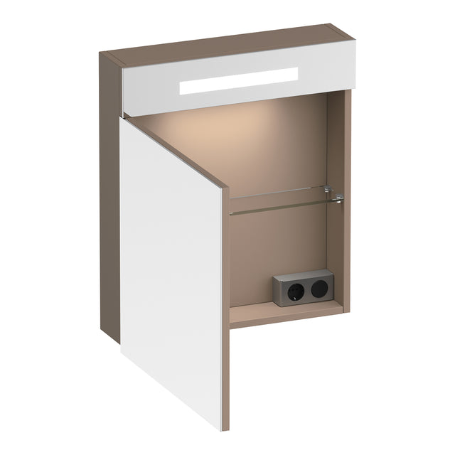 BRAUER Promise spiegelkast 60 met verlichting 1 linksdraaiende spiegeldeur mat mokka SK-PR60LMM