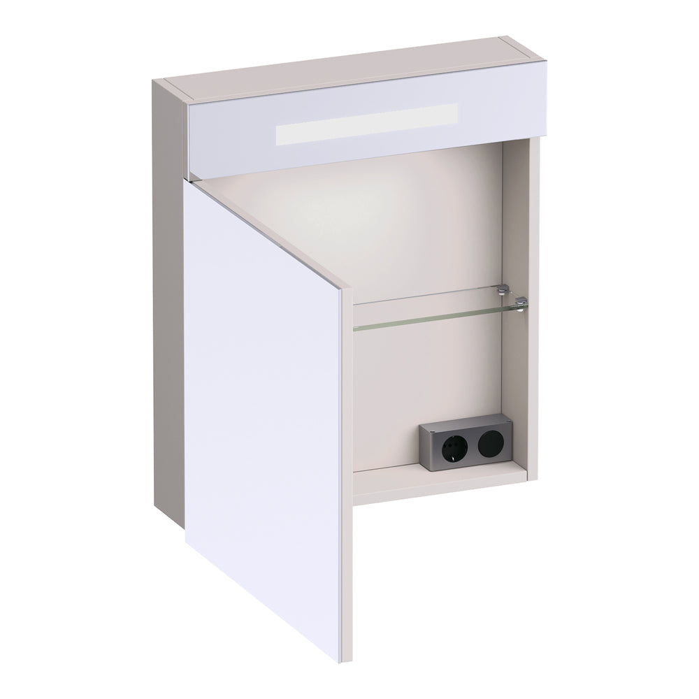 BRAUER Promise spiegelkast 60 met verlichting 1 linksdraaiende spiegeldeur mat zand SK-PR60LMS