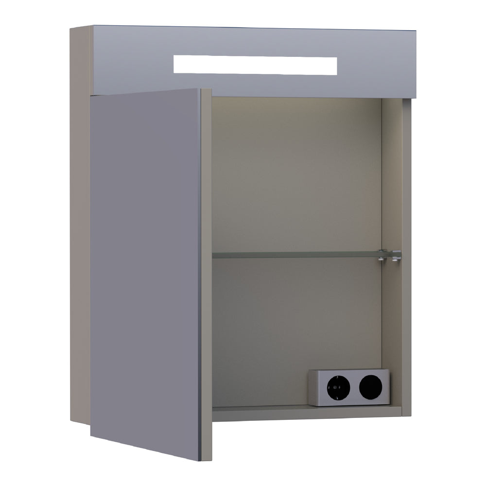 BRAUER Promise spiegelkast 60 met directe verlichting 1 linksdraaiende enkelzijdige spiegeldeur mat taupe SK-PR60LMT