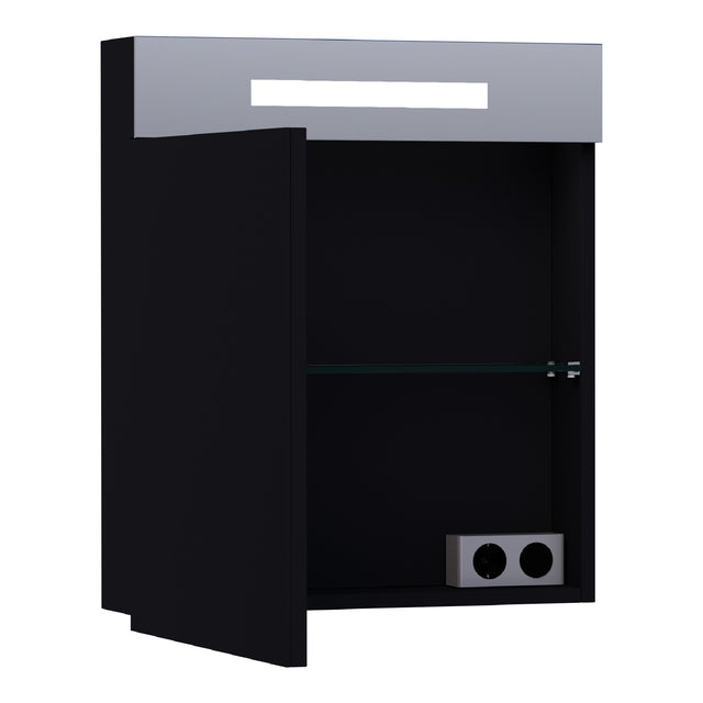 BRAUER Promise spiegelkast 60 met directe verlichting 1 linksdraaiende enkelzijdige spiegeldeur mat zwart SK-PR60LMZ