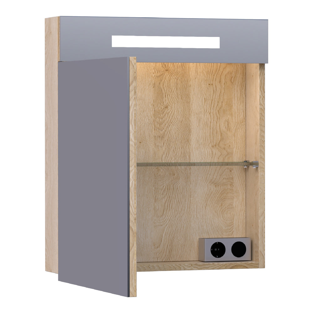 BRAUER Promise spiegelkast 60 met directe verlichting 1 linksdraaiende enkelzijdige spiegeldeur Sunlit SK-PR60LSL