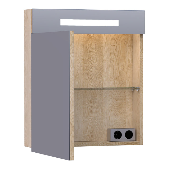 BRAUER Promise spiegelkast 60 met directe verlichting 1 linksdraaiende enkelzijdige spiegeldeur Sunlit SK-PR60LSL