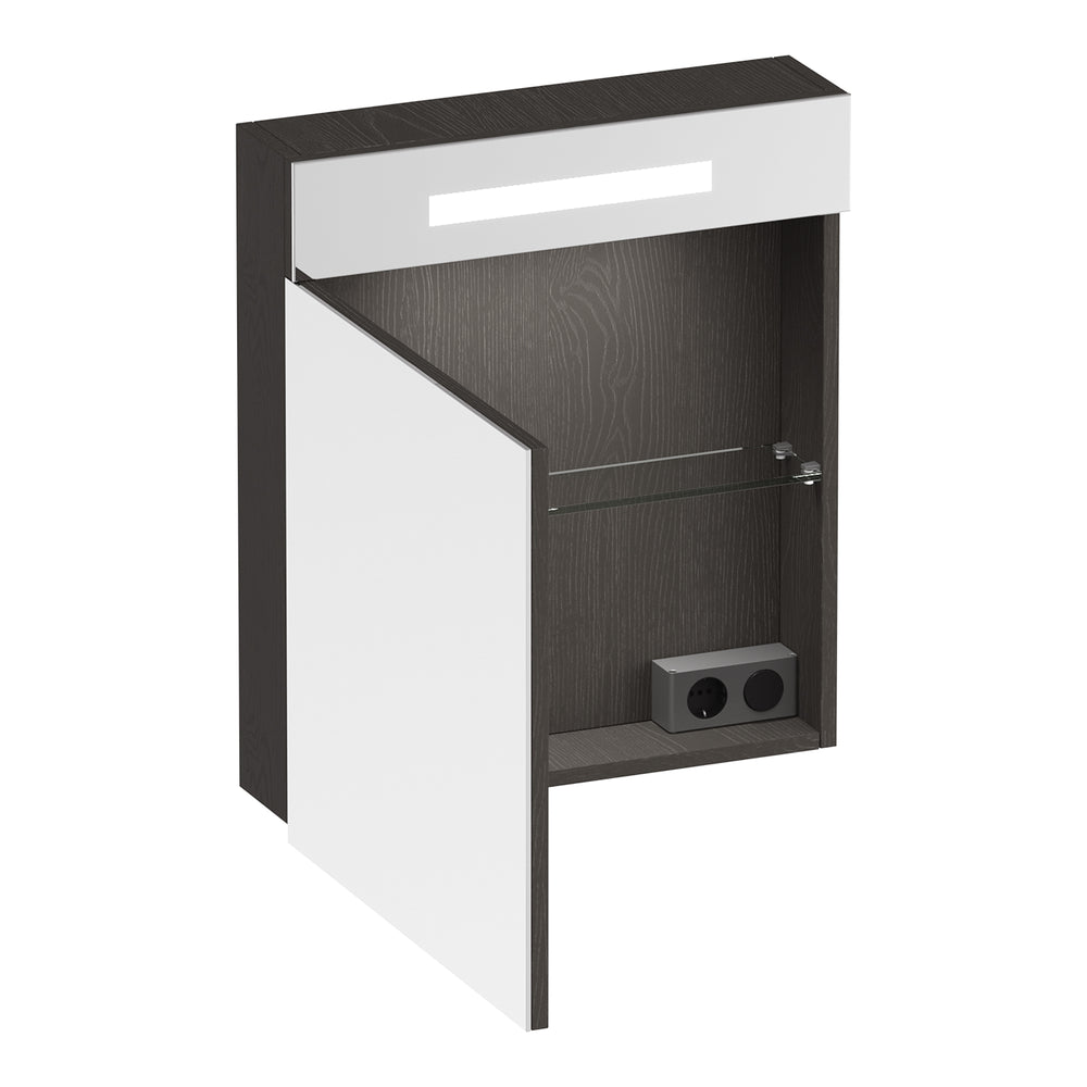 BRAUER Promise spiegelkast 60 met verlichting 1 linksdraaiende spiegeldeur Timber Anthracite SK-PR60LTA