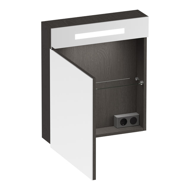 BRAUER Promise spiegelkast 60 met verlichting 1 linksdraaiende spiegeldeur Timber Anthracite SK-PR60LTA