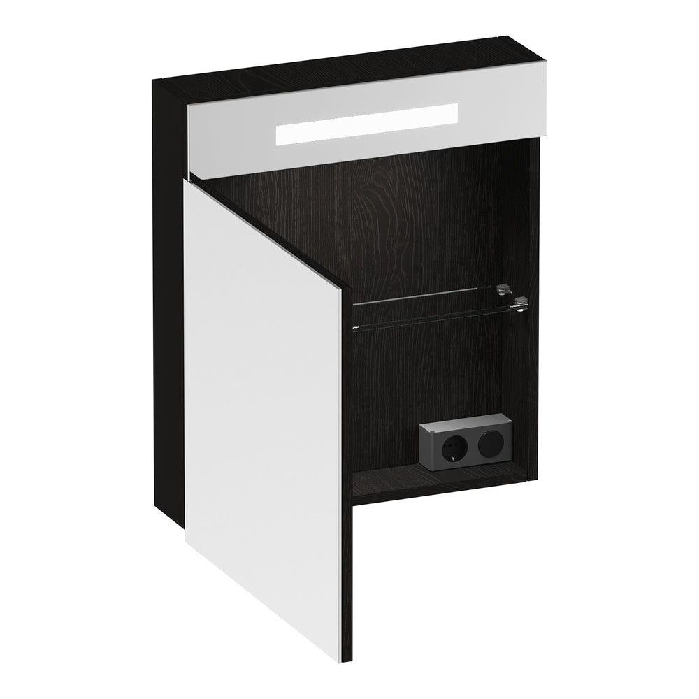 BRAUER Promise spiegelkast 60 met verlichting 1 linksdraaiende spiegeldeur Timber Black SK-PR60LTB